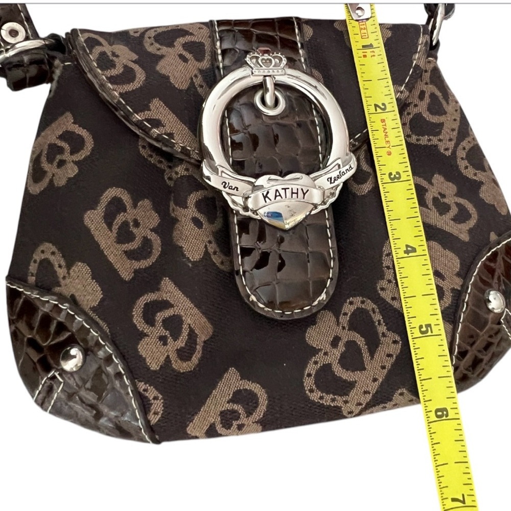 Kathy Van Zeeland small canvas brown & tan crossbody purse with a crown design - Picture 8 of 8